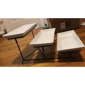New 3 Tier Serving Tray Set Porcelain Tiered Serving Trays Platters, Collapsible